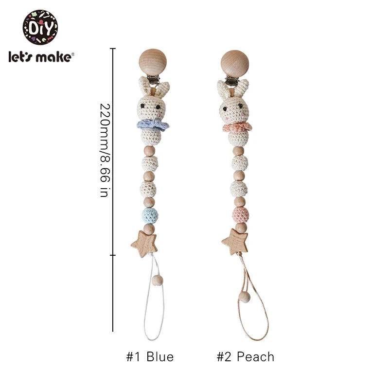 Wooden & Crochet Pacifier Clip