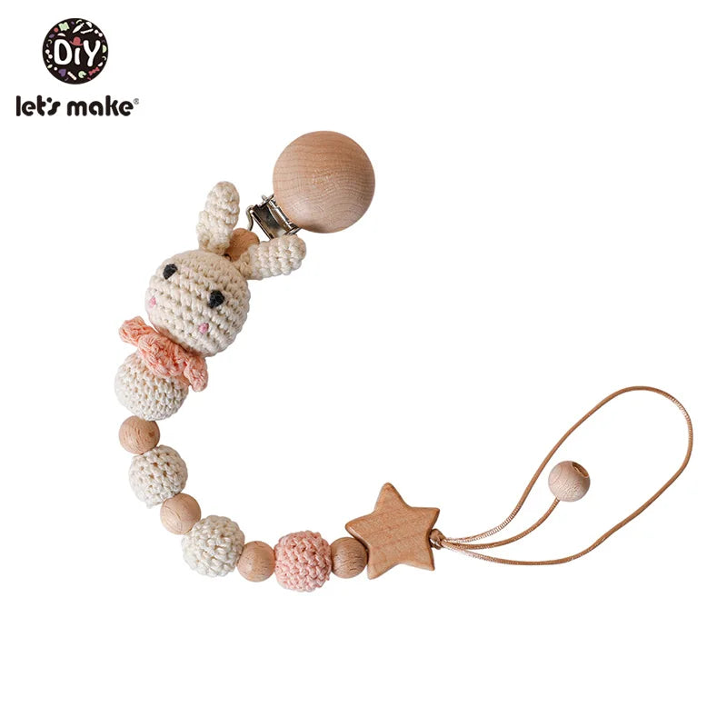 Wooden & Crochet Pacifier Clip