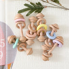 Baby Toys Wooden Rattles with Silicone Ring