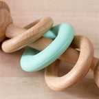 Baby Toys Wooden Rattles with Silicone Ring