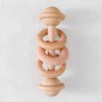 Baby Toys Wooden Rattles with Silicone Ring