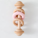 Baby Toys Wooden Rattles with Silicone Ring