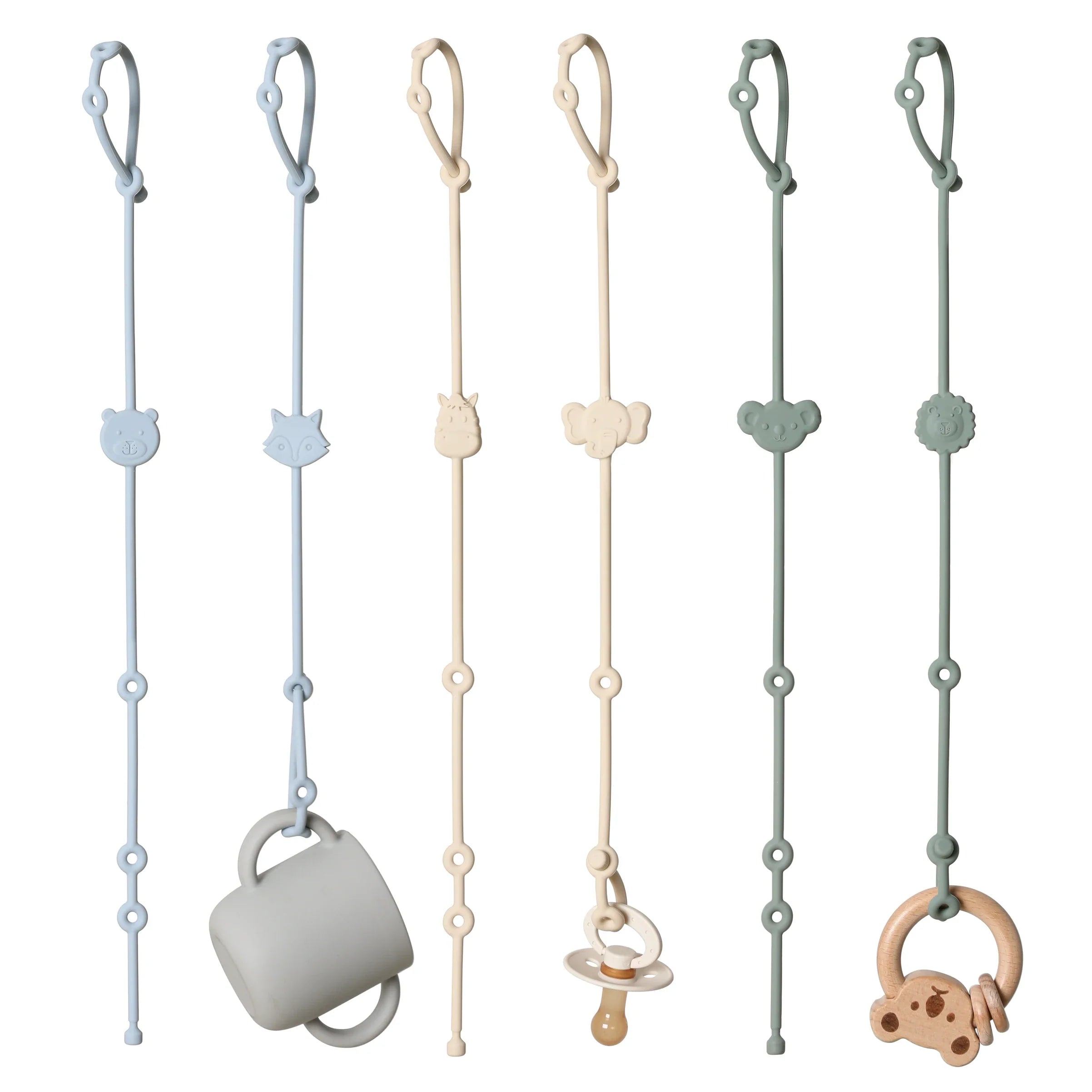 6pcs Silicone Baby Toy & Pacifier Straps