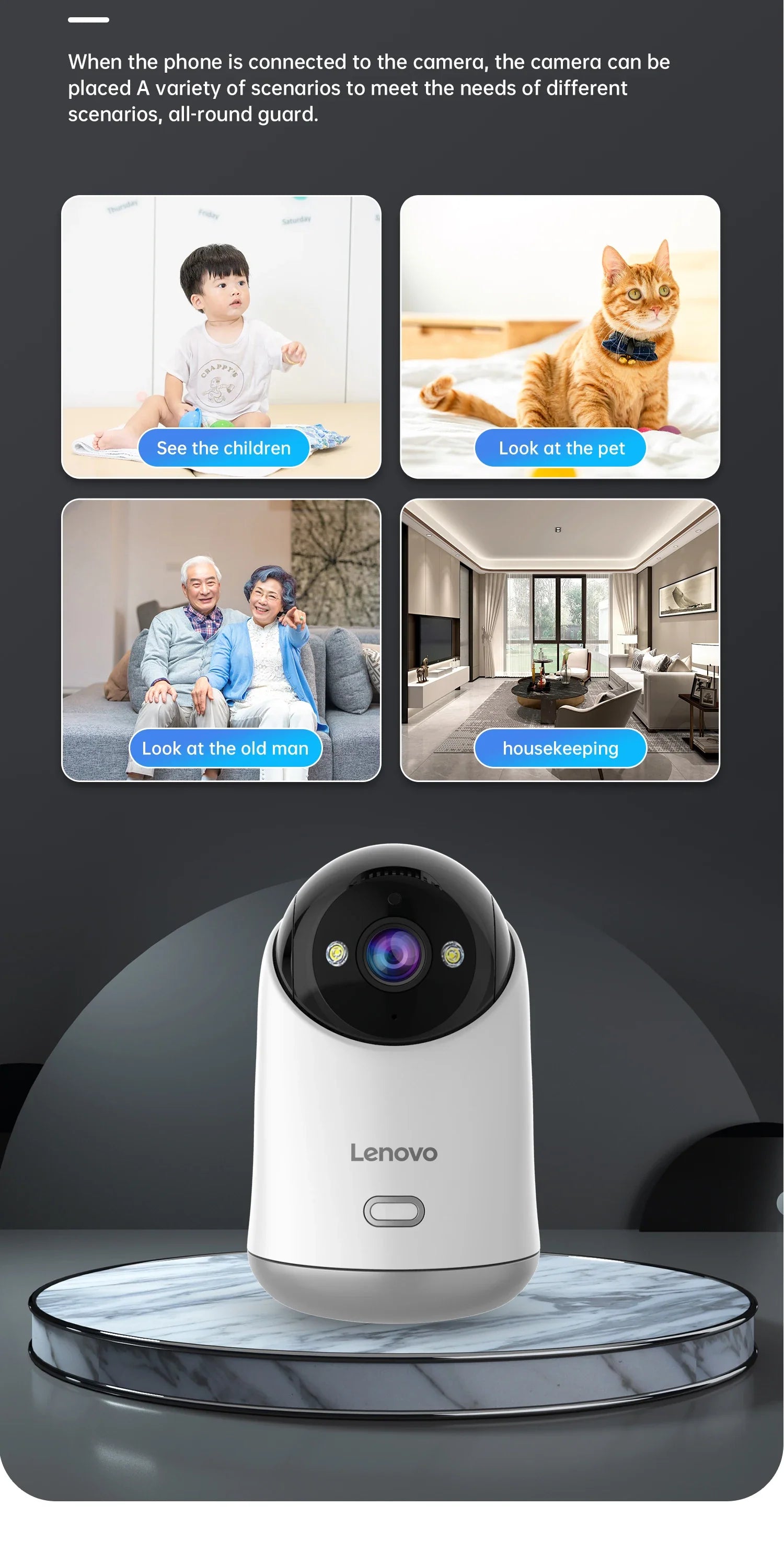 Lenovo 5MP WiFi Camera Smart Home Indoor Wireless
