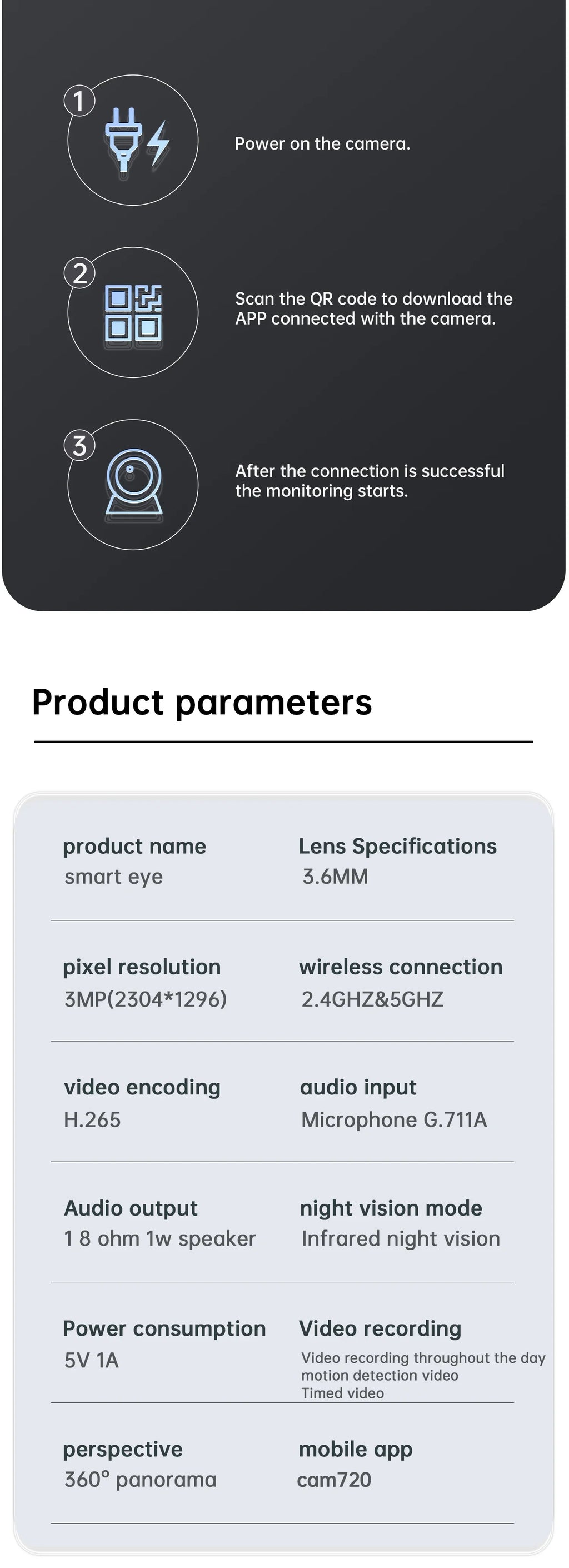 Lenovo 5MP WiFi Camera Smart Home Indoor Wireless