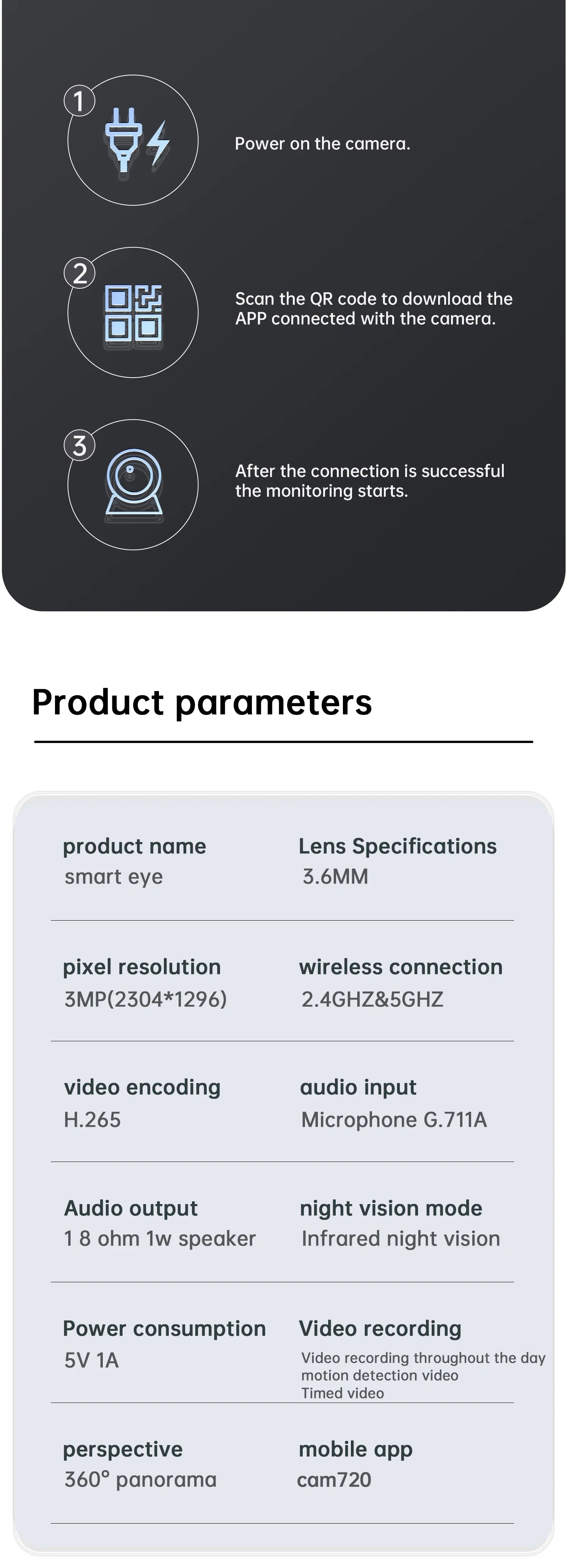 Lenovo 5MP WiFi Camera Smart Home Indoor Wireless