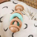 Baby Toys Wooden Rattles with Silicone Ring