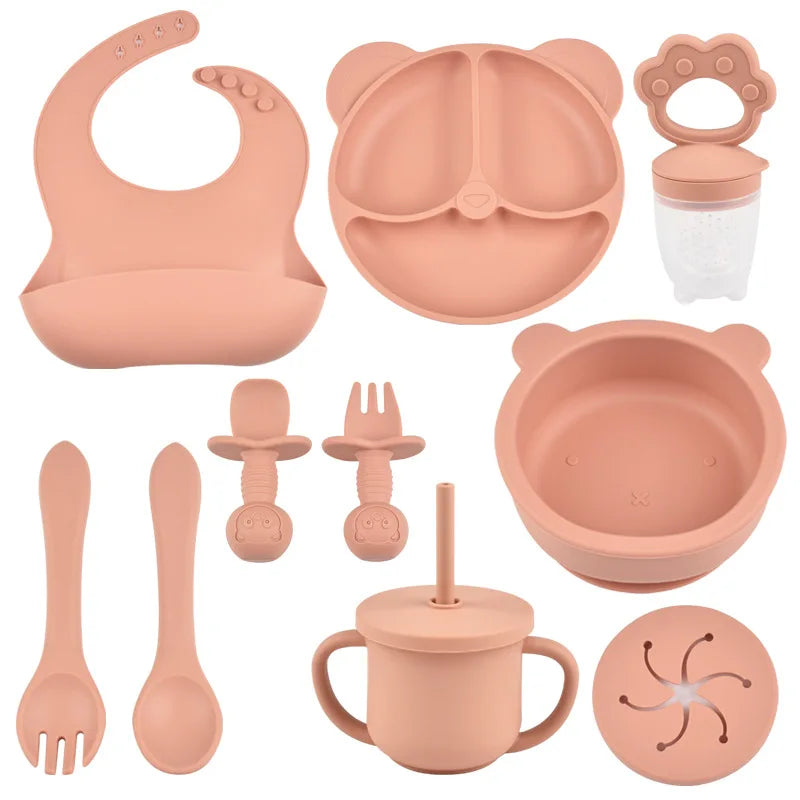 Silicone baby feeding set