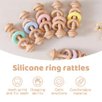 Baby Toys Wooden Rattles with Silicone Ring