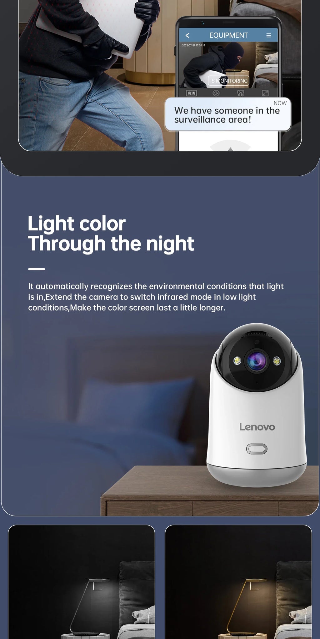 Lenovo 5MP WiFi Camera Smart Home Indoor Wireless