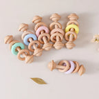 Baby Toys Wooden Rattles with Silicone Ring