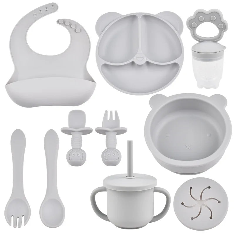 Silicone baby feeding set