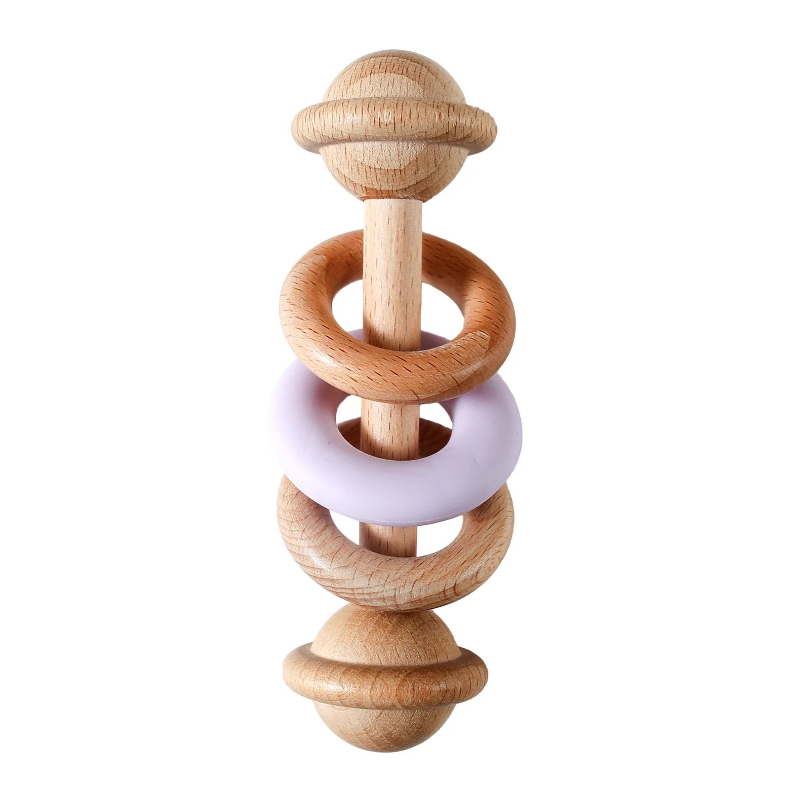 Baby Toys Wooden Rattles with Silicone Ring