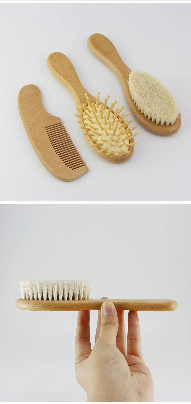Newborn Baby Wooden Hair Brush